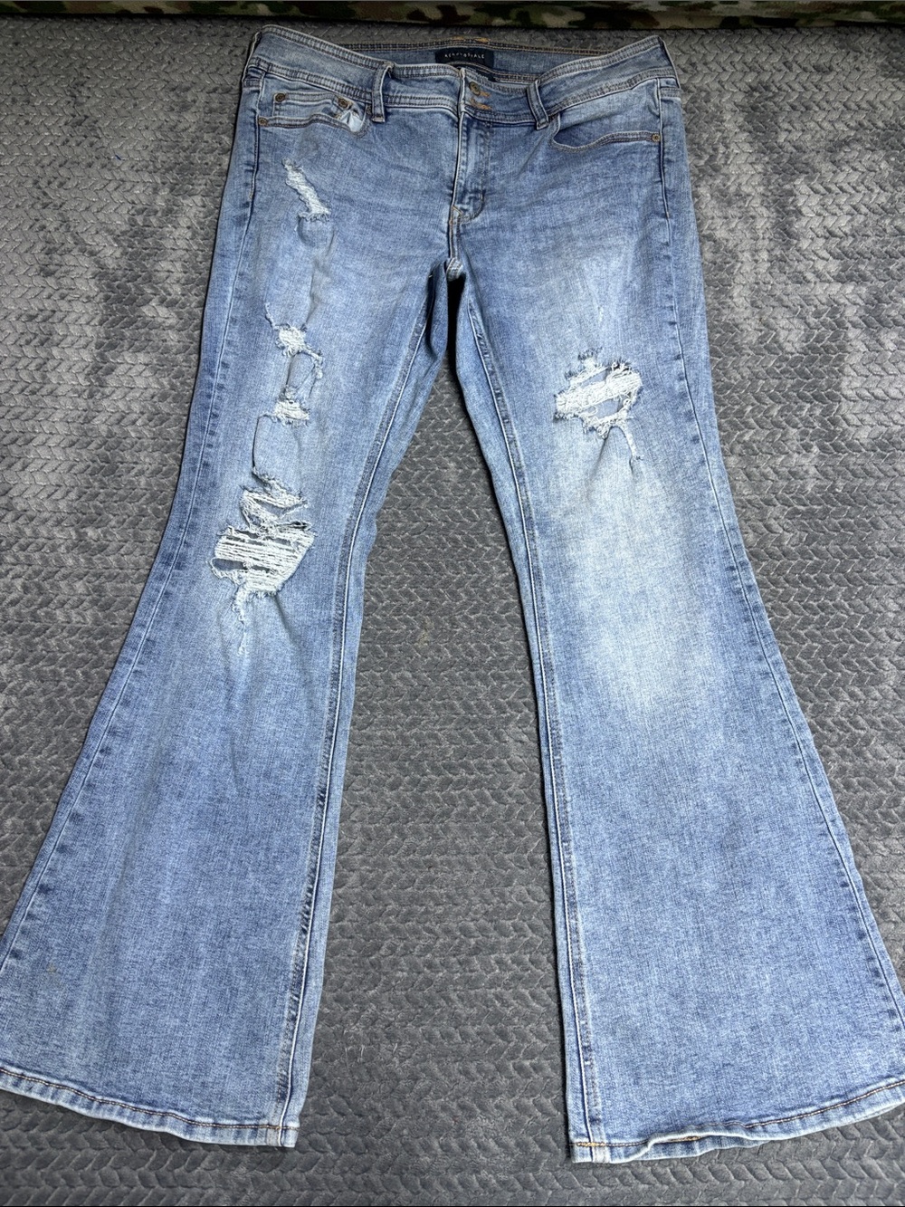 Aeropostale Light Blue Distressed Cassie Super Low Rise Flare Jeans